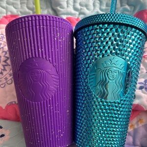 Starbucks Teal and Purple Tumbler Lids